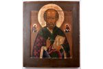 icon, Saint Nicholas the Wonderworker, board, painting on silver, Russia, the 19th cent., 35.2 x 31...