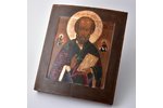 icon, Saint Nicholas the Wonderworker, board, painting on silver, Russia, the 19th cent., 35.2 x 31...