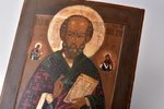 icon, Saint Nicholas the Wonderworker, board, painting on silver, Russia, the 19th cent., 35.2 x 31...