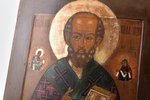 icon, Saint Nicholas the Wonderworker, board, painting on silver, Russia, the 19th cent., 35.2 x 31...