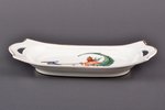 small tray, porcelain, M.S. Kuznetsov manufactory, hand-painted, Riga (Latvia), 1920-1933, 10 x 20.7...