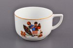 tea trio, Children's series, porcelain, M.S. Kuznetsov manufactory, Riga (Latvia), 1934-1940, (teacu...