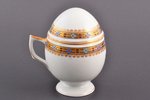 tea pair, "Egg" (Х.В.), porcelain, M.S. Kuznetsov manufactory, Riga (Latvia), 1920-1933, h (cup with...
