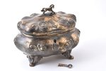 sugar-bowl, silver, 12 лот (750) standard, 441.60 g, h 13.5 x 17 x 2.5 cm, Germany, Congress Poland...