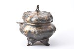 sugar-bowl, silver, 12 лот (750) standard, 441.60 g, h 13.5 x 17 x 2.5 cm, Germany, Congress Poland...