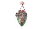 badge, KV, educational institution, silver, enamel, 875 standard, Latvia, 20ies of 20th cent., 27.2...