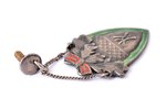 badge, KV, educational institution, silver, enamel, 875 standard, Latvia, 20ies of 20th cent., 27.2...