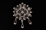 a brooch, silver, 875 standard, 6.89 g., the item's dimensions 5.3 x 3.8 cm, rock crystal, 1973, Kha...