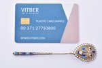 teaspoon, silver, 84 standard, 14.76 g, cloisonne enamel, 11.2 cm, 1899-1908, Moscow, Russia...