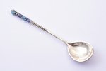 teaspoon, silver, 84 standard, 14.76 g, cloisonne enamel, 11.2 cm, 1899-1908, Moscow, Russia...