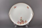 bread serving plate, Floral motif, porcelain, M.S. Kuznetsov manufactory, Riga (Latvia), 1934-1936,...