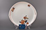 bread serving plate, Floral motif, porcelain, Riga Ceramics Factory, Riga (Latvia), USSR, 1940-1941,...