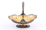 candy-bowl, silver, 84 standard, 317 g, gilding, 21 x 15.5 cm, h (with handle) 18.5 cm, 1843, Moscow...