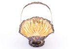 candy-bowl, silver, 84 standard, 317 g, gilding, 21 x 15.5 cm, h (with handle) 18.5 cm, 1843, Moscow...