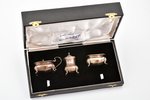 set for spices, silver, total weight of silver 170.17 g, with glass inserts, h 4.5 x 8 x 4.2 cm / h...