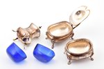 set for spices, silver, total weight of silver 170.17 g, with glass inserts, h 4.5 x 8 x 4.2 cm / h...