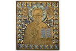 icon, (large size), Saint Nicholas the Wonderworker, copper alloy, 6-color enamel, Moscow, Russia, t...