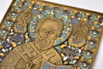 icon, (large size), Saint Nicholas the Wonderworker, copper alloy, 6-color enamel, Moscow, Russia, t...