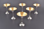 set of 6 small glasses, silver, 830 standard, total weight of items 269 g, gilding, h 8.8-9.1 cm, 19...