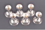 set of 6 small glasses, silver, 830 standard, total weight of items 269 g, gilding, h 8.8-9.1 cm, 19...