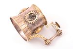 tea glass-holder, silver, 84 standard, weight of silver 295.4 g, gilding, h (with handle) 10.4 cm, Ø...
