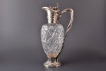 jug, silver, 84 standard, cut-glass (crystal), h 33.3 cm, "Grachev Brothers", 1908-1917, St. Petersb...