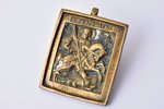 icon, Holy Great Martyr George, the Miracle of St George and the Dragon, copper alloy, 2-color ename...