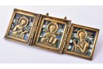 icon with foldable side flaps, Deesis: Jesus Christ, Holy Virgin Mary and St. John the Baptist, copp...
