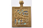 icon, The Nativity of Christ, copper alloy, 2-color enamel, Russia, 7.7 x 5.4 x 0.2 cm, 61 g....