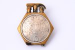 lighter, made of two 5 lats coins, metal, silver, Latvia, the 1st half of the 20th cent., 5.4 x 4.6...