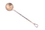 spoon, silver, made of 1 lat coin (1924), 8.4 g, 10 cm, the 20-30ties of 20th cent., Latvia...