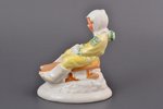 figurine, Girl on a sleigh, porcelain, Riga (Latvia), USSR, Riga porcelain factory, molder - Zina Ul...