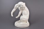 figurine, Panther, porcelain, Germany, Meissen, molder - Erich Oehme, the 20-30ties of 20th cent., h...