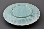 decorative plate, "Lilies of the Valley", majolica, the beginning of the 20th cent., Ø 24.5 cm...