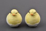 figurine, pair of saltcellars, Chicken, porcelain, Riga (Latvia), M.S. Kuznetsov manufactory, the 20...