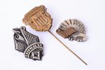 set of 3 badges: 6th Latvian Song Festival, VII Song Festival of Latvia, L.V.K.B "Dziedonis", Latvia...