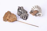 set of 3 badges: 6th Latvian Song Festival, VII Song Festival of Latvia, L.V.K.B "Dziedonis", Latvia...