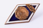 badge, MS, School of Masters, University of Riga, Latvia, USSR, 50ies of 20 cent., 49.3 x 25 mm...