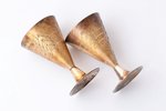 pair of little glasses, silver, 875 standard, total weight of items 55.9 g, engraving, gilding, h 6....