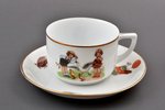 tea pair, Children's series, porcelain, M.S. Kuznetsov manufactory, Riga (Latvia), 1934-1936, h (cup...