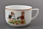 tea pair, Children's series, porcelain, M.S. Kuznetsov manufactory, Riga (Latvia), 1934-1936, h (cup...