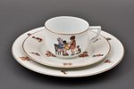tea trio, Children's series, porcelain, M.S. Kuznetsov manufactory, Riga (Latvia), 1934-1936, h (cup...