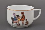 tea trio, Children's series, porcelain, M.S. Kuznetsov manufactory, Riga (Latvia), 1934-1936, h (cup...