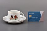 tea pair, (small size), Children's series, porcelain, M.S. Kuznetsov manufactory, Riga (Latvia), 193...