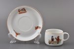 tea pair, (small size), Children's series, porcelain, M.S. Kuznetsov manufactory, Riga (Latvia), 193...