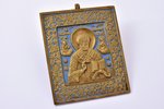 icon, Saint Nicholas the Wonderworker, copper alloy, 1-color enamel, Russia, the border of the 19th...