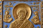 icon, Saint Nicholas the Wonderworker, copper alloy, 1-color enamel, Russia, the border of the 19th...
