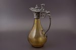 carafe, ribbed glass, silver-plated metal, the border of the 19th and the 20th centuries, h 30.5 cm...