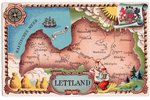 postcard, Latvia map, edition Lettland in German language, Latvia, 20-30ties of 20th cent., 14.8х9.5...