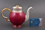 teapot, porcelain, M.S. Kuznetsov manufactory, Riga (Latvia), 1934-1936, h (with lid) 14 cm, second...